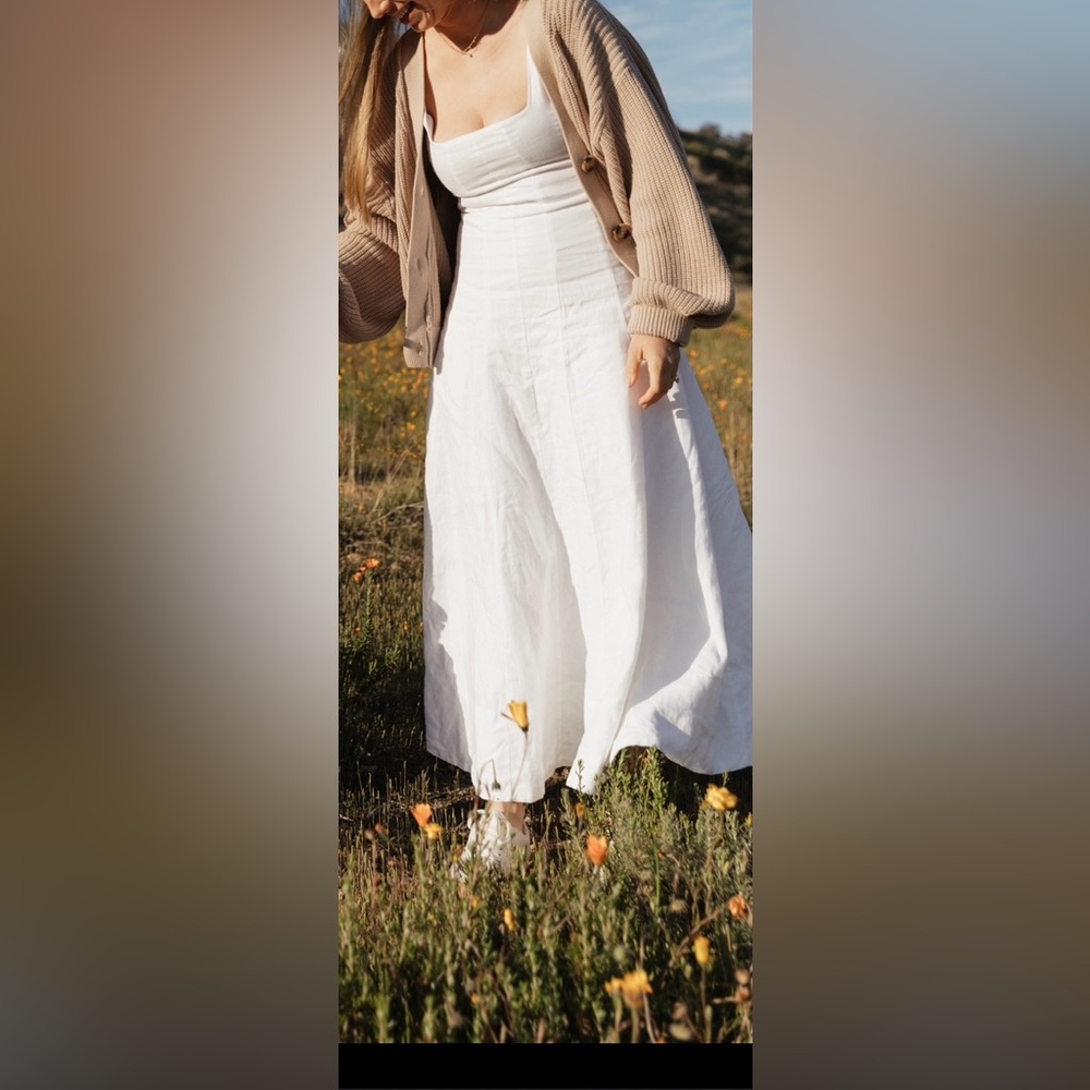 DISSH MILHAN - white linen midi dress